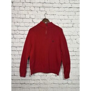 Chaps Men's Red Cotton Half-Zip Sweater Large‎